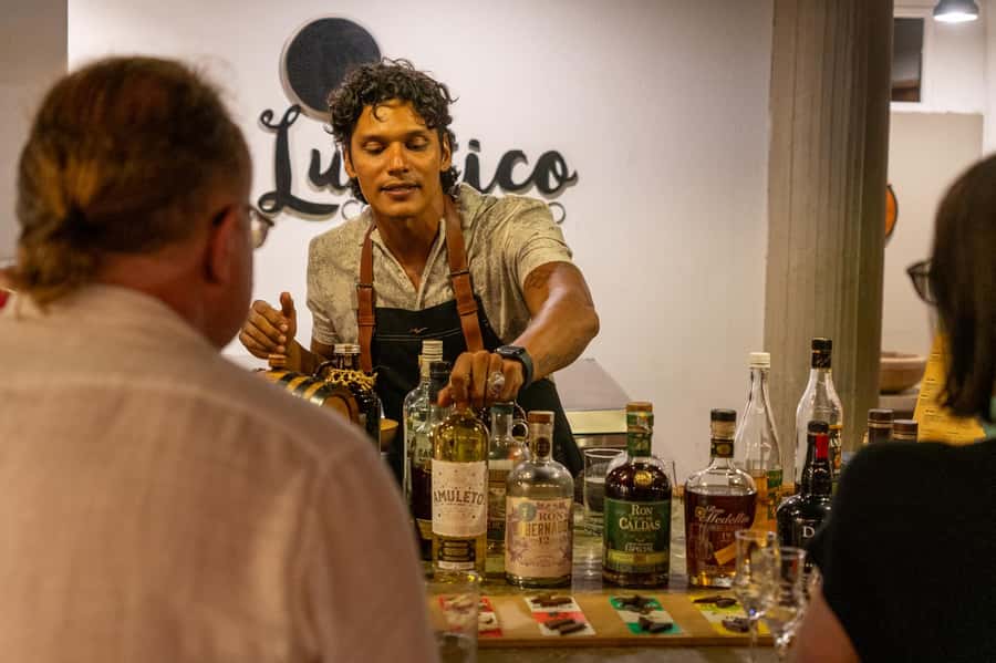 Cartagena: Boutique Rum and Chocolate Tasting at Lunático - Mixing your own rum cocktail