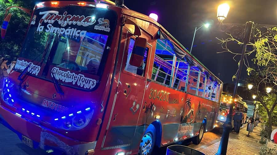 Cartagena: Funny PartyBus with dance floor and good music! - Las Botas Viejas and the Cartagena sign